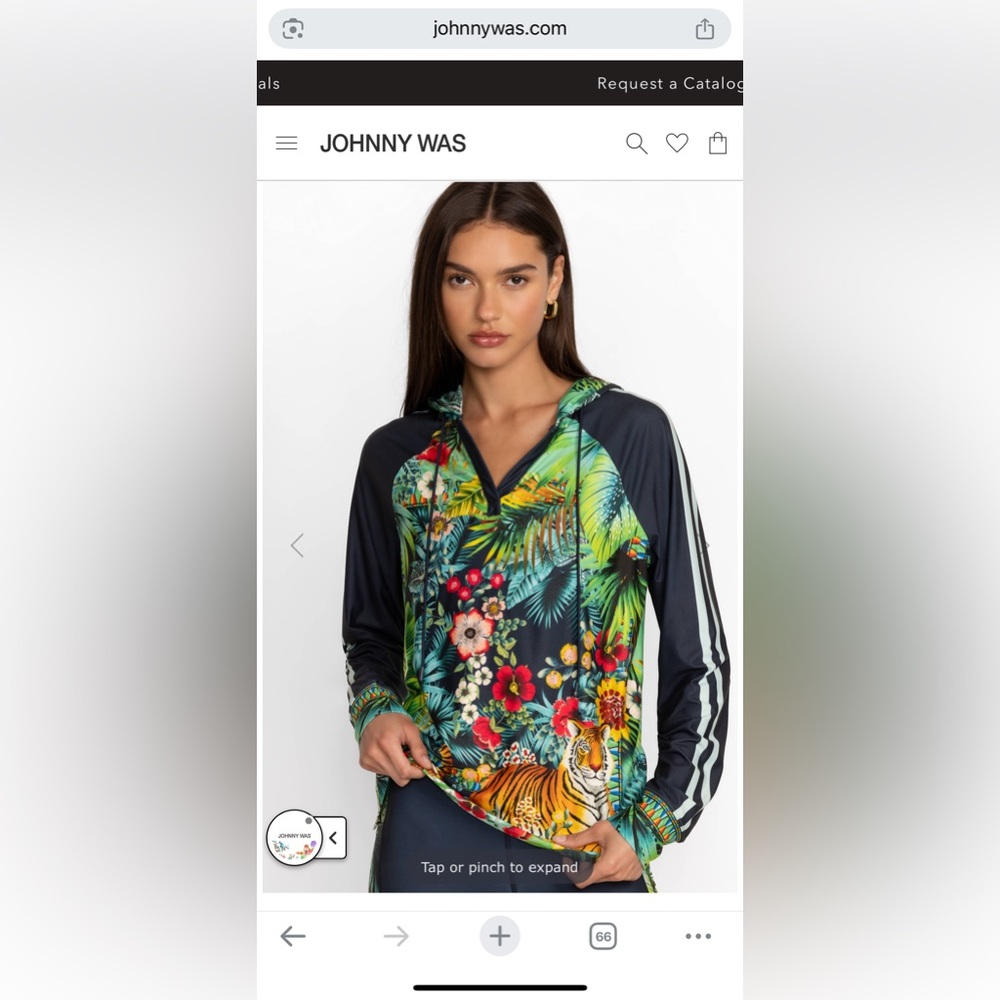 Johnny Was Tropical Floral Tiger Hoodie
